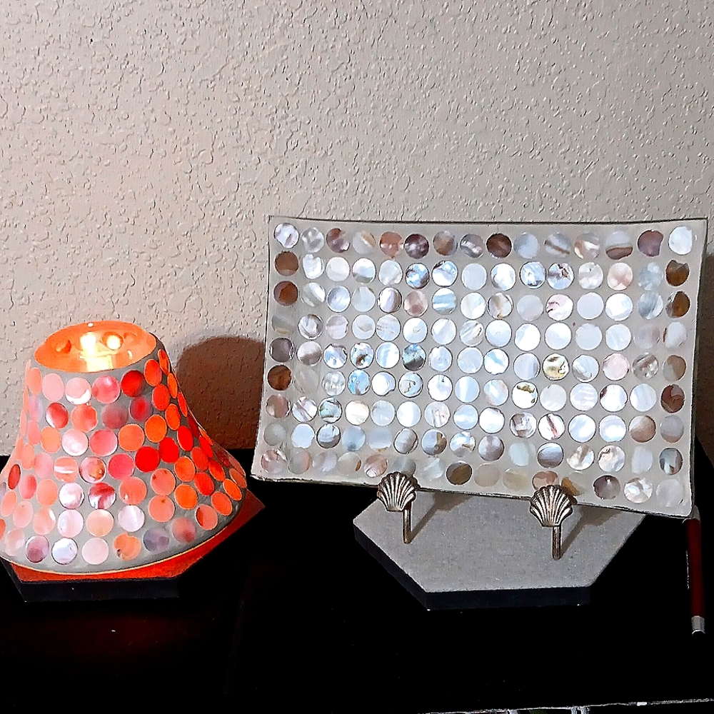 YANKEE Mother of Pearl Candel shade and tray